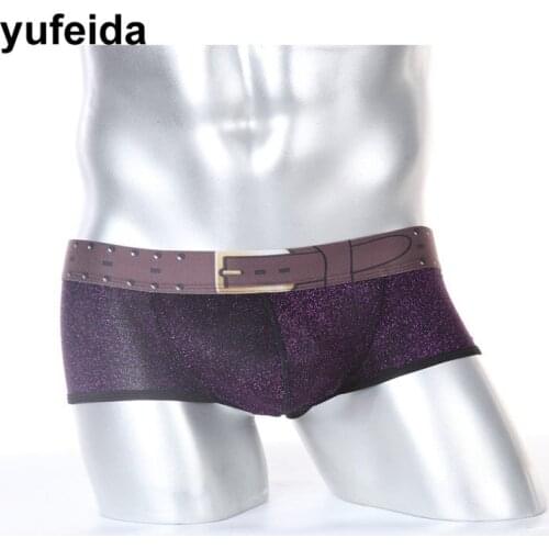 Yufeida New Arrival Mens Boxer Shorts Men Soft Underpants Mens Trunk Underwear Mid-Waist Faux Belt Boxer Shorts for Male Panty