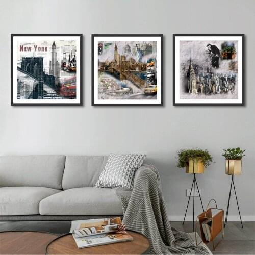 Nordic Art Vintage Canvas Poster Architecture Decorative Painting Modular Wall Pictures for Living Room Modern Home Decoration