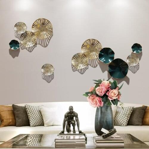 Modern Wrought Iron Lotus Flowers Wall Hanging Metal Butterfly Decoration Ornaments Crafts Home Livingroom Wall Background Mural