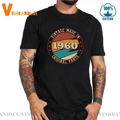 Vintage 1960 T Shirts Men summer Aged to perfection T-Shirt Made in 1960 All Original parts Casual Short Sleeves Tees