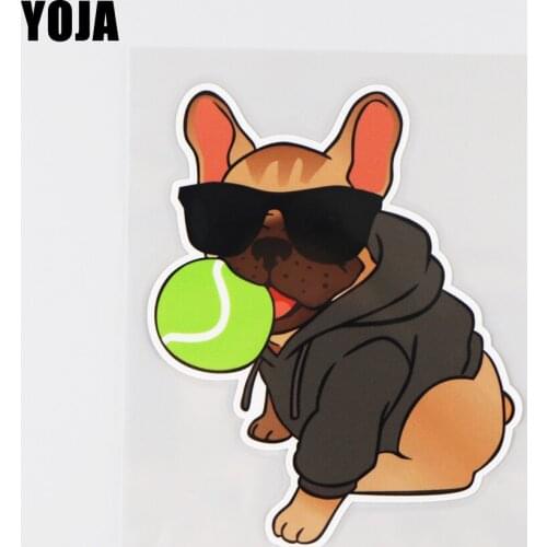 YOJA 10.3X13CM Cool Art Fashion Dogs And Balls In Sunglasses Vinyl Decal Car Sticker Animal Cartoon 19A-0073