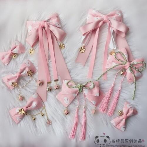 Sakura Hair Clip Tassels Japanese-Style Lolita Headwear Hair Bow Japanese-Style Hanfu Side Clip Bell Hair Clip KC