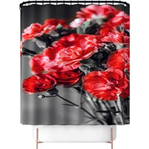 Bathroom Curtain Simple Black White Red Digital Printing Shower Curtain 180*180cm