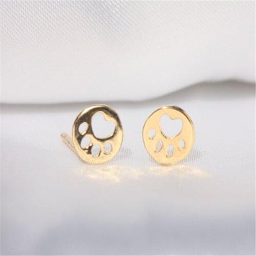 Cute Tiny Bear Paw Earring Jewelry Round Dog Paw Mark Print Earrings Stud Unique Earrings Jewelry for Women