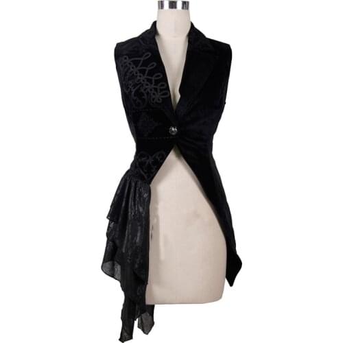Steampunk Winter Vest Women Waistcoat Gothic Palace Flower Asymmetric Female Waistcoats Sleeveless Jacket Plus Size V Neck