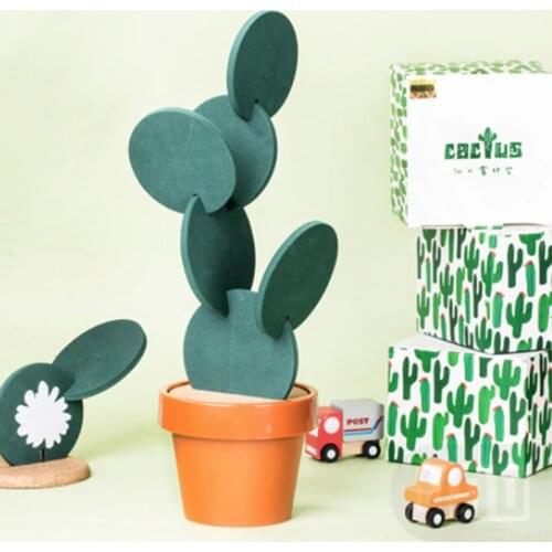 1PC Cactus Potted Plants Shape Cup Mat Cute Creative Coaster Mat Heat Insulation Pad Table Decoration Kitchen Accessories
