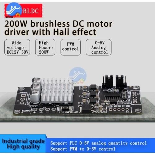 200W Brushless DC Motor Driver With Hall Effect BLDC 3 Phase Brushless Hall Motor Controller Module Brushless Motor Drive Board