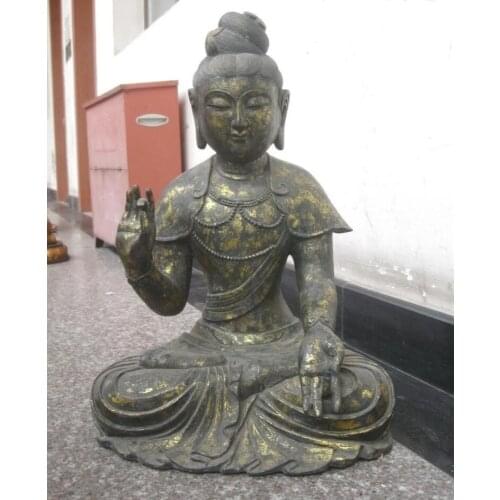 24" China copper Bronze gild Buddhism Guanyin Kwan-yin Buddha Sculpture Statue