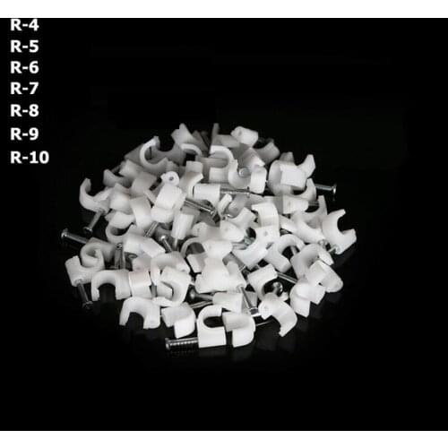 4mm 5mm 6mm 7mm 8mm 9mm 10mm Circle Cable Clips With Nail To Fix Single Or Multiple Cables 100pcs/bag
