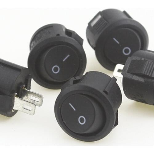 5pcs/10pcs 16mm Diameter Small Round Boat Rocker Switches Black Mini Round Black White Red 2 Pin ON-OFF Rocker Switch