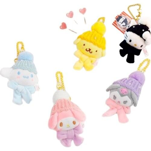 5/Pcs Cinnamoroll Kuromi Sanrio Plush My Melody Hellos Kittys Cartoon Cute Doll Hat Plush Toys For Girls Kids Toys Birthday Gift