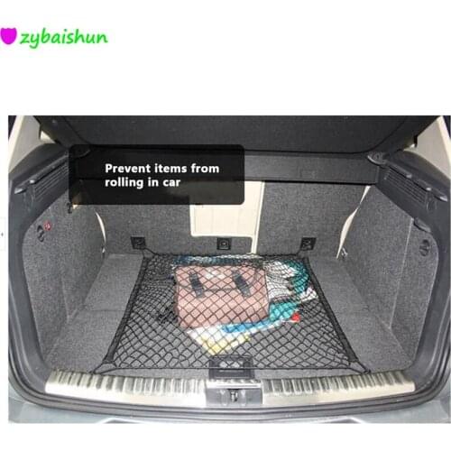 Auto Care 70 x 70cm Universal Car Trunk Luggage Storage Cargo Organiser Nylon Elastic Mesh Net With 4 Plastic Hooks