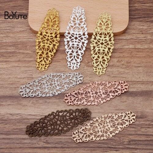 BoYuTe (50 Pieces/Lot) 24*64MM Metal Brass Filigree Flower Materials Diy Hand Made Jewelry Findings Component Wholesale