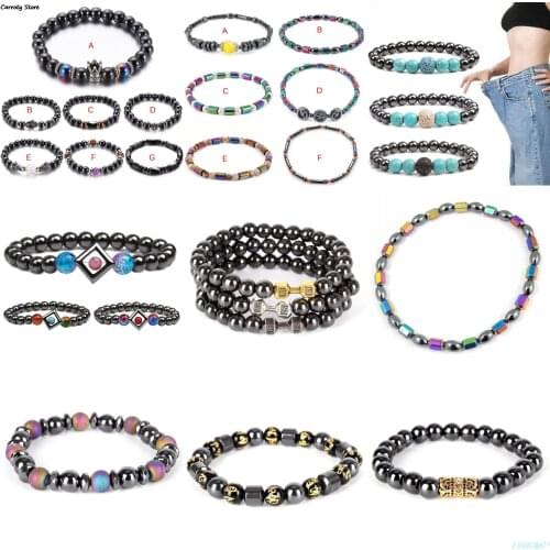 Colorful Weight Loss Hematite Magnet Anklet Stone Magnetic Therapy Bracelet Chain Anklet Weight Loss Product Body Slim Jewelry