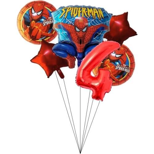 Spiderman Foil Balloons Round Super Hero Helium Balloon 30inch Number 1-9Th Birthday Party Decorations Kids Toys