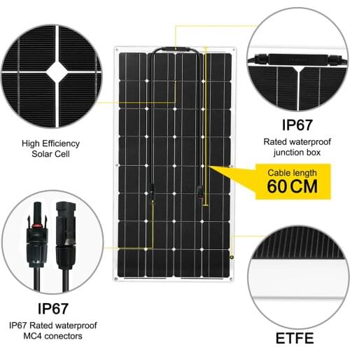 Dokio 12V 100W Flexible Solar Panel For Car/Boat High Quality Monocrystalline Flexible Panel Solar 100w China