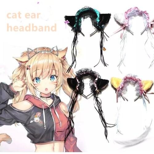 Gothic Lolita Headband Headdress for Children Girls Cat Ears Anime Halloween Accessories Ears on The Head Lolita Accessories