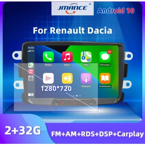 JMANCE 1280*720 IPS 8'' For Renault Dacia/Duster/Logan/Dokker Android 10 Carplay DSP FM/AM/RDS Navigation GPS Multimedia Player