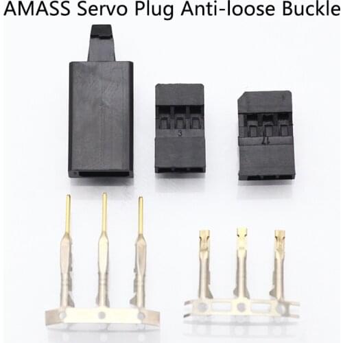 AMASS 10Sets AMASS JR Servo Plug Kit Gold Plated Anti-loose Buckle Male Female Connector for Aircraft UAV/Drone Servo FUTABA JR