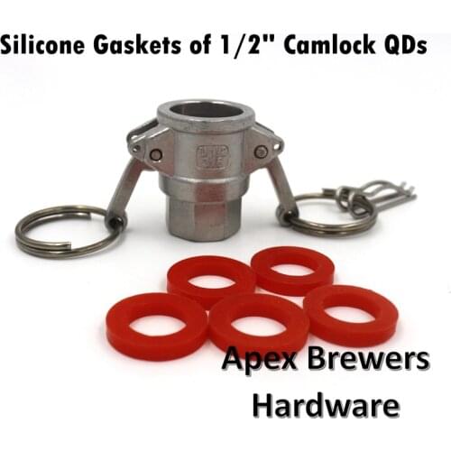 Red Silicone Gasket for 1/2" Camlock Quick Disconnects, High Temperature Food Grade silicone, 5 pcs/lot