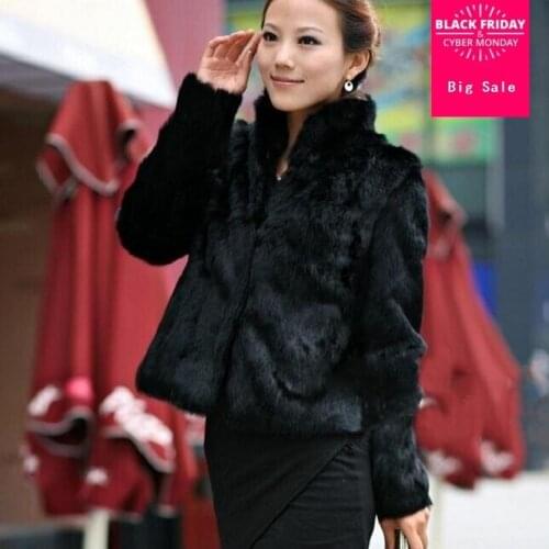 Fashion winter spring imitation rabbit fur coat womens long-sleeved Slim was thin solid color imitation fur warm jacket J56