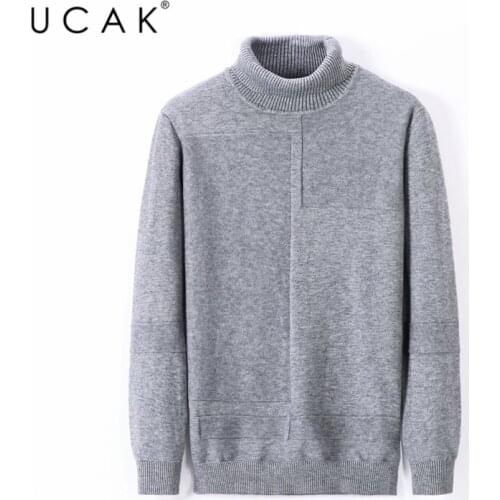 UCAK Brand Casual Sweaters Men Clothing Turtleneck Solid Color Streetwear Sweater Pull Homme Thick Warm Winter Pullover U1141