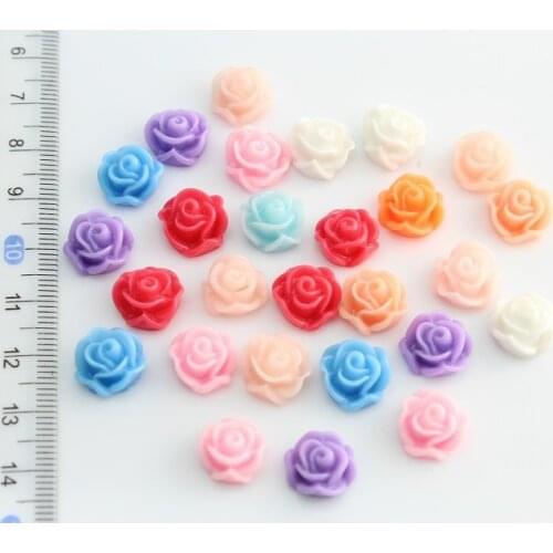 Set of 120pcs small 12mm rose blossom resin cabochons pastel decoden assorted -SZ0189