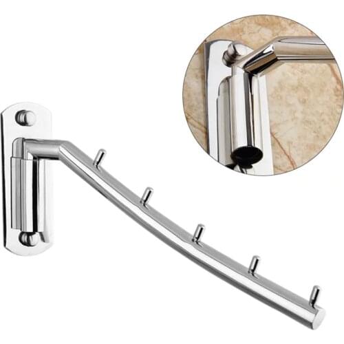 1PC Wall Mounted Clothes Hanger Rack Rotatable Stainless Steel Clothes Organizer with Swing Arm Holder For Home Hotel