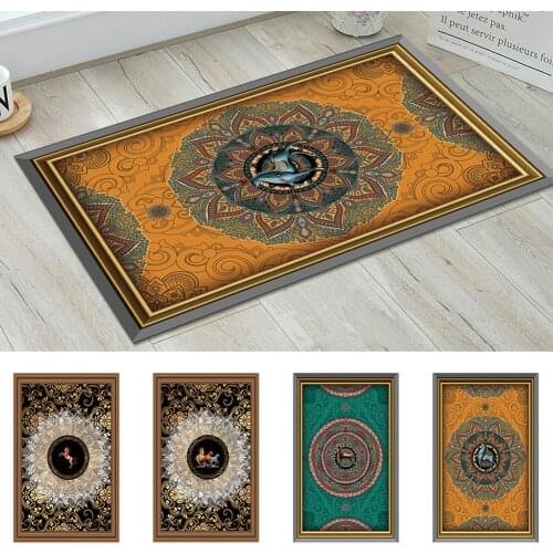 Floor Mat Retro Style Pattern Non-skid Bathroom Decor Living Room Carpets(50*80 Cm)