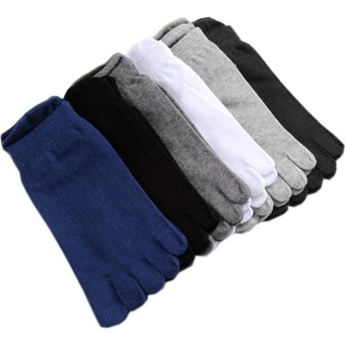 5 Pairs Low Tube Five-finger Ankle Socks Mens Pure Cotton Wicking Sports Socks with Toes Solid Black White Heel Protecter Socks