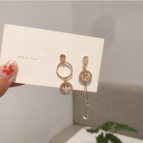 2020 New Fahion Womens Earrings Geometry Smiling Face Drop Tassels Earrings for Women Bijoux Korean Party Jewelry Wholesale
