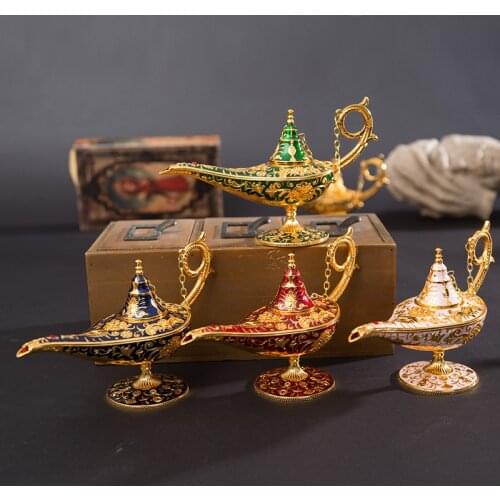 New metal crafts Aladdin god lamp swing pieces hollow creative retro wish lamp living room gifts