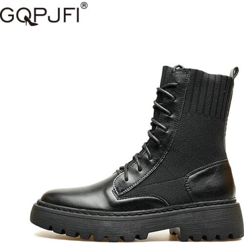 Autumn Winter Casual All-Match Martin Boots Microfiber Elasticity Knitting Womens Boots Comfortable Breathable Womens Shoes