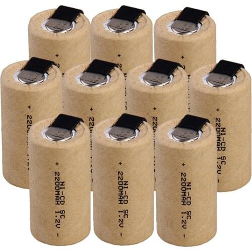 Real capacity 10 pcs SC batteries 2200mah 1.2v subc nicd battery replacement for CASALS for BOSCH for DEWALT for METABO