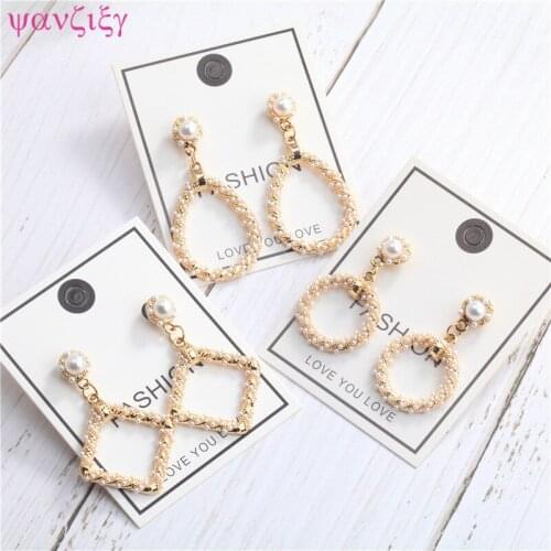 Earrings Korean Environmental Protection Steel Needle Pearl Earrings Simple Versatile Round Square Water Drop Geometric Earrings