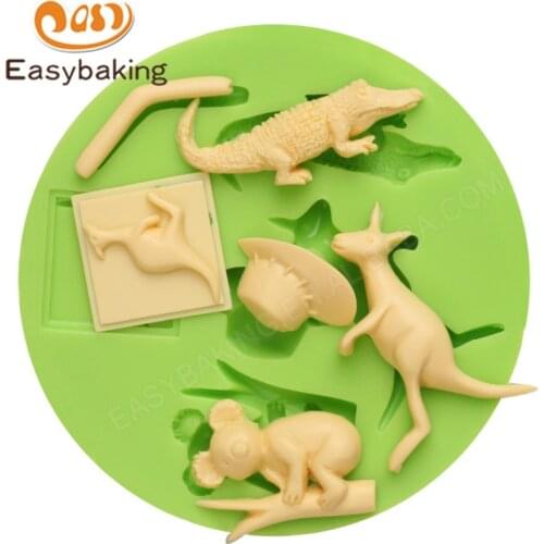 Animal Themed Crocodile Kangaroo Koala Shape Silicone Molds Cake Decorating Mould Kitchen Bakeware Tools for Kids