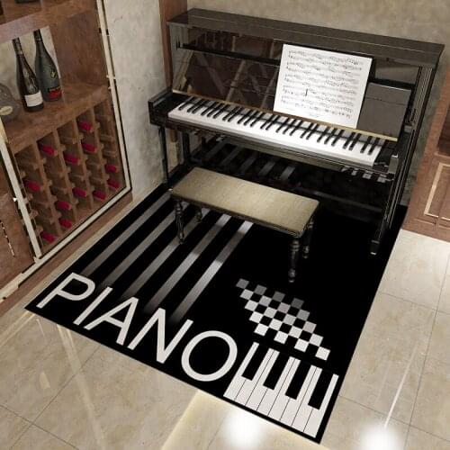 Nordic Music Piano Carpets Soft 3D Printed Area Rugs Parlor Mat Black White Rug Anti-slip Large Rug Carpet for Living Room Decor