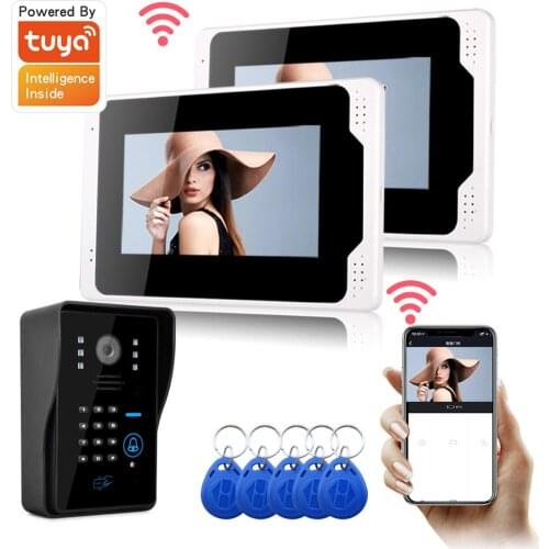 7inch WIFI/Wired Video Doorbell Intercom for home with 1080P Camera Night Vision Device RFID Password Unlock