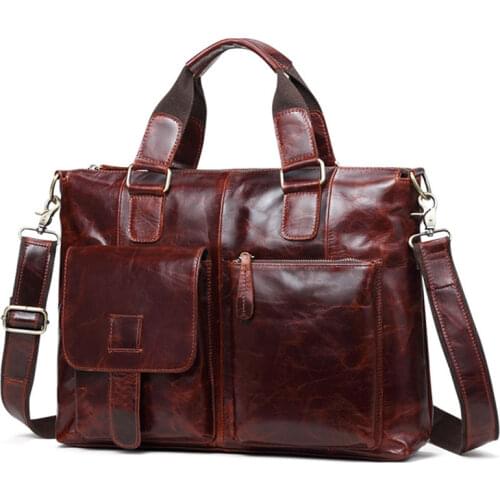 JOYIR Vintage Genuine Leather Bag Fashion Business Hand Briefcase Bags Male Crossbody Shoulder Pack Work Computer Handbags Men