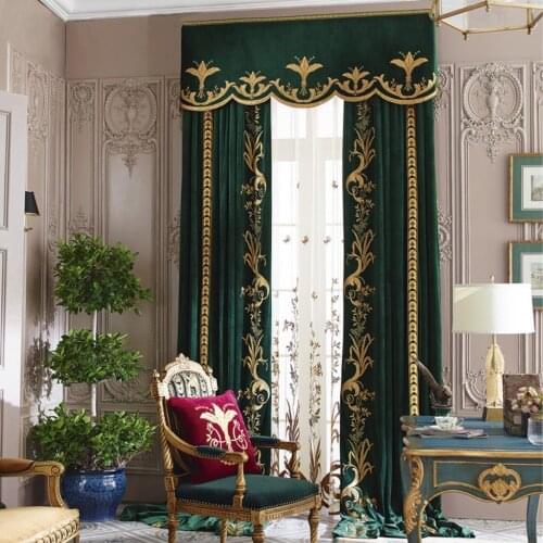 High End Embroideried Velvet Curtains for Villa Bedroom Living Room Bedroom Window Luxury Screen Tulle Curtain Valances