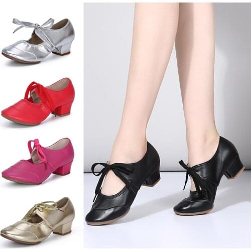Women Dance Shoes Spring Autumn Woman Modern Latin Dancing Shoes Salsa Tango Shoes For Woman Red Black Square Dance Shoes