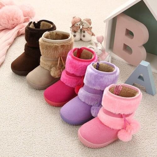 Winter Girl Childrens Shoes Toddler Cotton Shoes Soft Sole Antiskid Warm Keeping Low Tube Boys' Snow Boots