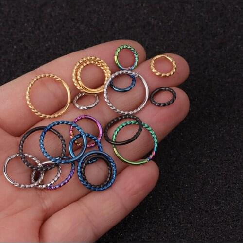 1Pc 6mm-12mm Hoop Earring Hinged Segment Clicker Ring Nose Septum Stainless Steel Helix Piercing Cartilage Daith Twist Hoop