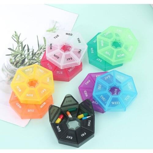 1PCS Pill Case Plastic 7 Days Tablet Candy Box Portable Storage Tablet Holder Travel Organizer Pill Dispenser Container