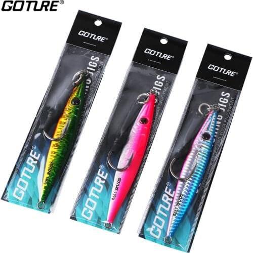 Goture 1PC Saltwater Metal Fishing Lure Jig Spoon 80g 100g 150g 200g Speed Vertical Jigging Artificial Bait For 50kg Tuna