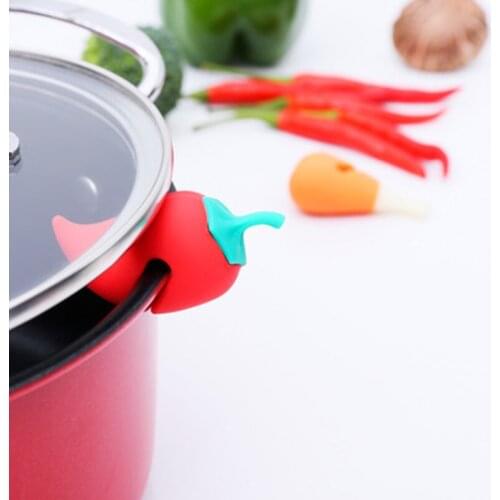 1pcs Silicone Anti-overflow Pot Lid Heat Dissipation Porridge Pot Lid Clip Kitchen Lid Holder Soup Spoon Holder Kitchen Gadgets