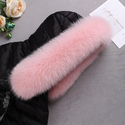 100% Real Fox Fur Collar Winter Thick Warm Natural Fox Fur Scarf Women Parka Coat Hood Trim Shawl Straight collar Scarves Female