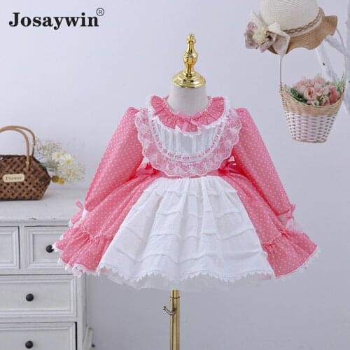 2021 Lolita Style Girls Kids Dress Baby Party Wedding Dress Long Sleeve Spanish Palace Girl Dresses Ball Gown Princess Vestidos