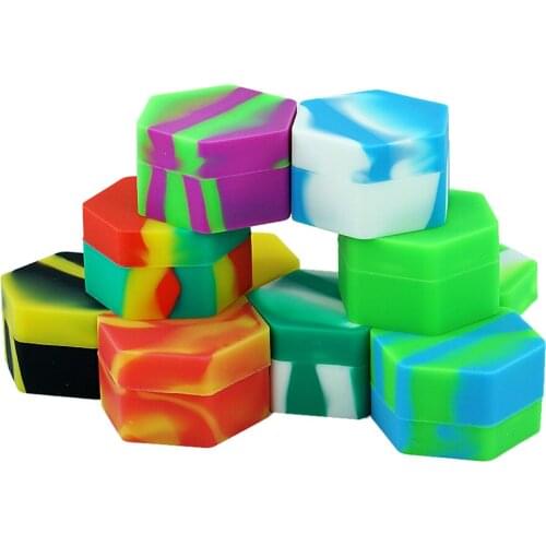 3pcs 26ml hexagon shape silicone wax container non-stick dab container wax oil dab jars for cigarette creams