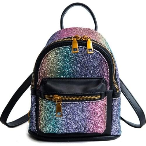 4PCS / LOT Gradient Colors Shiny Sequins Womon Backpack Mini Shoulder Bag for Travel